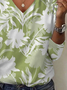 Women's Floral Spring Print Casual V-Neck Long Sleeve T-Shirt
