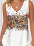 V Neck Loose Gradient Pattern Casual T-Shirt