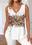 V Neck Loose Gradient Pattern Casual T-Shirt