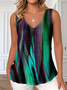 V Neck Casual Gradient Pattern Loose T-Shirt