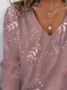 Women's Floral Spring Print Casual V-Neck Long Sleeve T-Shirt
