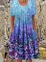 Women's Short Sleeve Summer As Picture Floral Printing Crew Neck Daily Going Out Casual Midi H-Line Fit & Flare Dress Dress