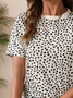 Women's Polka Dots Print Spring And Summer Round Neck Short-Sleeved T-shirt