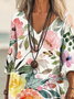Floral Casual V Neck Dress With No Belt