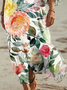Floral Casual V Neck Dress With No Belt