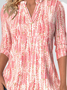 Print Casual V Neck Long Sleeve T-Shirt