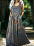Casual Cotton V Neck Dress With No Belt