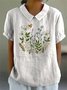 Floral Simple Shawl Collar Blouse