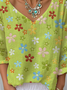 V Neck Floral Vintage Jersey T-Shirt
