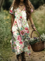 V Neck Regular Fit Cotton Casual Dress With No Belt