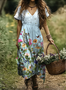 V Neck Cotton Regular Fit Casual Dress With No Belt