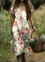 V Neck Regular Fit Cotton Casual Dress With No Belt