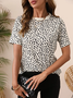 Women's Polka Dots Print Spring And Summer Round Neck Short-Sleeved T-shirt