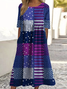 Casual Cotton Geometric Crew Neck Dress With No