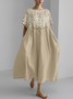 Casual Gradient Pattern Crew Neck Loose Dress With No