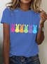 Women's Easter Bunny Funny Casual Cotton Crew Neck Short SleeveT-Shirt