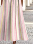 Regular Fit Crew Neck Striped Casual Dress With No