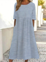 Women's Short Sleeve Summer Blue Striped Printing Crew Neck Daily Going Out Casual Maxi H-Line Shift Dress Dress