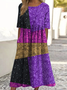 Geometric Regular Fit Casual Crew Neck Dress With No