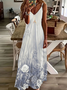 Women's Floral Spring Print Sexy Fashion Suspender Long Dress