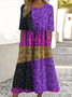 Geometric Regular Fit Casual Crew Neck Dress With No