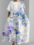 Floral Vintage Loose Dress With No