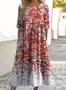 Cotton Floral Casual Dress With No