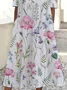 Women's Short Sleeve Summer White Floral Printing Crew Neck Daily Going Out Casual Maxi H-Line Shift Dress Dress