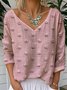 Loose V Neck Plain Casual T-Shirt