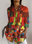 Cotton Geometric Casual Shirt Collar Shirt