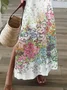 Women's Floral Spring Print V-Neck Short Sleeve Slit Dress