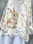 Linen Easter Cotton V Neck T-Shirt