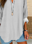 V Neck Cotton-Blend Casual Blouse