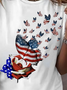 Women's July 4th Independence Day Flag Printed Round Neck Short Sleeve T-Shirt