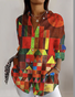 Cotton Geometric Casual Shirt Collar Shirt