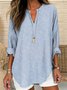 Retro Casual V Neck Striped Shirt