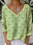 Loose V Neck Plain Casual T-Shirt