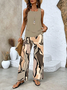 Women's Abstract Print Fashion Vest And Trousers Two-Piece Set