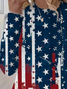 Women's July 4th Independence Day Flag Print Round Neck Long Sleeve T-Shirt