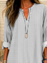 V Neck Cotton-Blend Casual Blouse