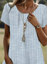 Women's Striped Spring Print Crew Neck Short Sleeve Dress