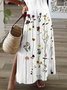 Women's Floral Spring Print V-Neck Short Sleeve Slit Dress