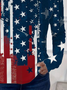 Women's July 4th Independence Day Flag Print Round Neck Long Sleeve T-Shirt