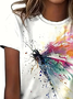 Women's Dragonfly Spring Print Casual Round Neck Short Sleeve T-Shirt
