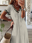 Women's Floral Spring Print Casual V-Neck Short Sleeve Slit Dress