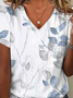 Floral Casual Notched Three Quarter Shirt