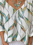 Print Casual V Neck Long Sleeve T-Shirt
