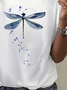 Women's Dragonfly Spring Print Casual Round Neck Short Sleeve T-Shirt