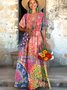 V Neck Casual Dress With No