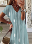 Women's Striped Spring Print Casual V-Neck Short Sleeve Slit Dress